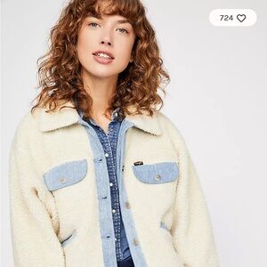 Wrangler Cream and Denim Sherpa Jacket